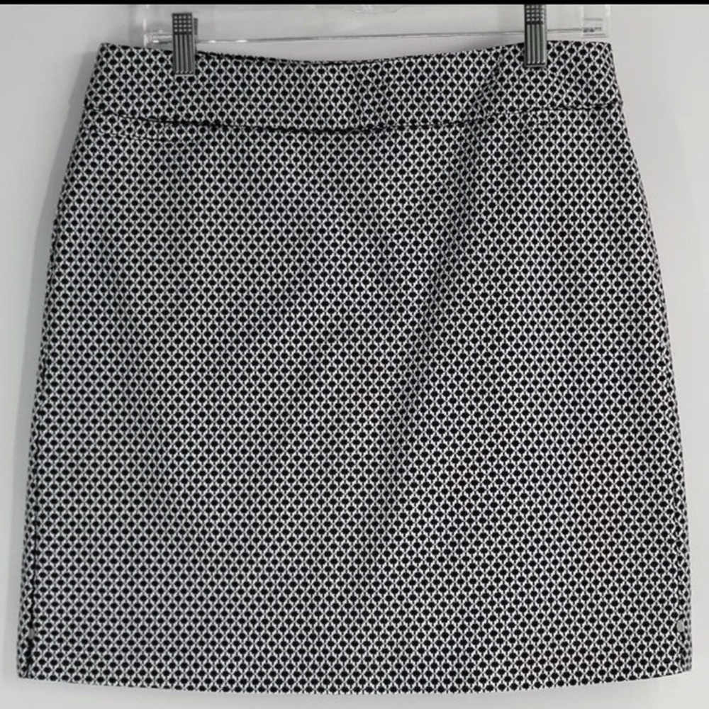 Kim Rogers Womens Geometric Print A-Line Skort Size 8 Black White Pockets